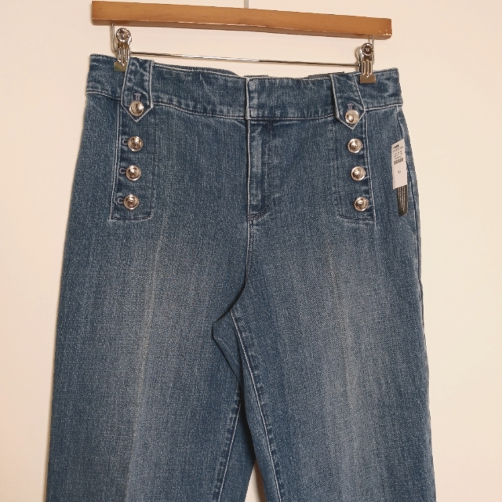 NEW Talbots High Waist Cropped Sailor Jean Blue Denim Size 10 - Picture 4 of 14